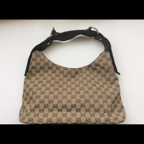 Shoulder bag Monogramed GG tan bag brown trim slouchy bag medium size tan bag - Picture 8 of 11